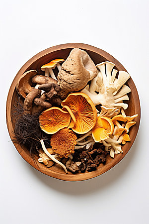 菌菇拼盘野味山珍摄影图