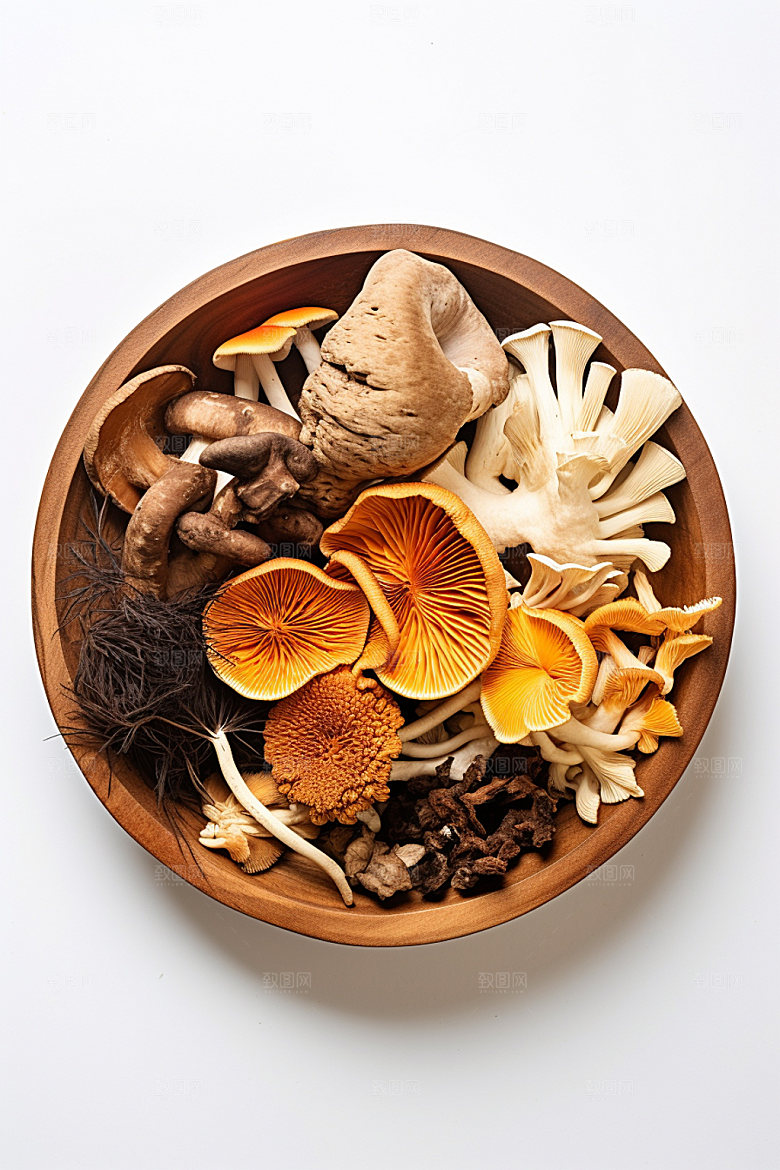 菌菇拼盘野味山珍摄影图