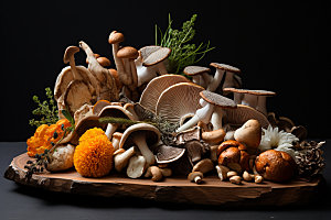 菌菇拼盘蘑菇蔬菜摄影图
