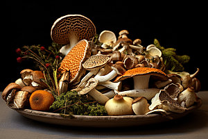 菌菇拼盘蔬菜山珍摄影图