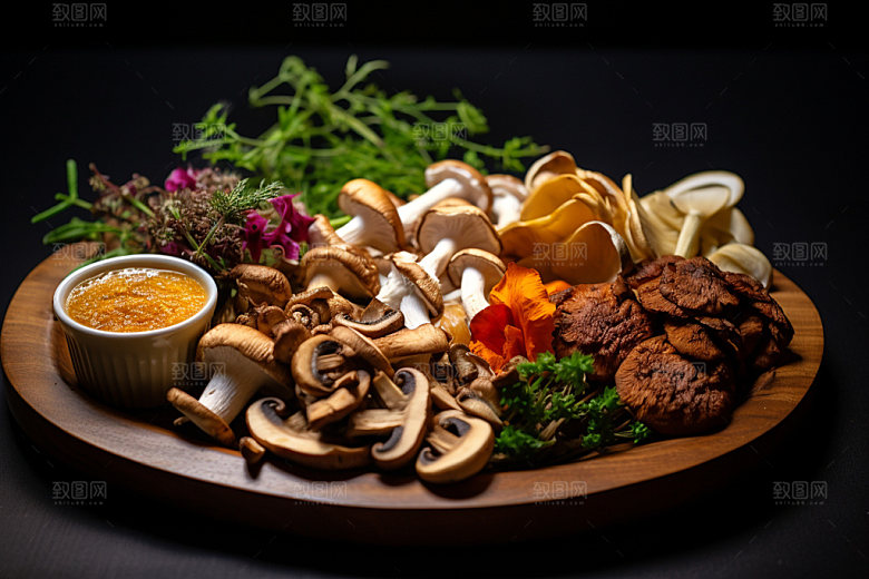 菌菇拼盘高清蘑菇摄影图