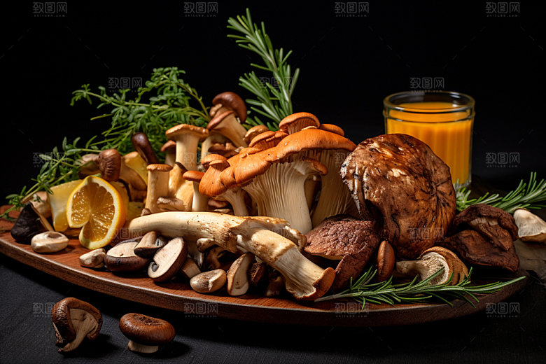 菌菇拼盘野味蘑菇摄影图