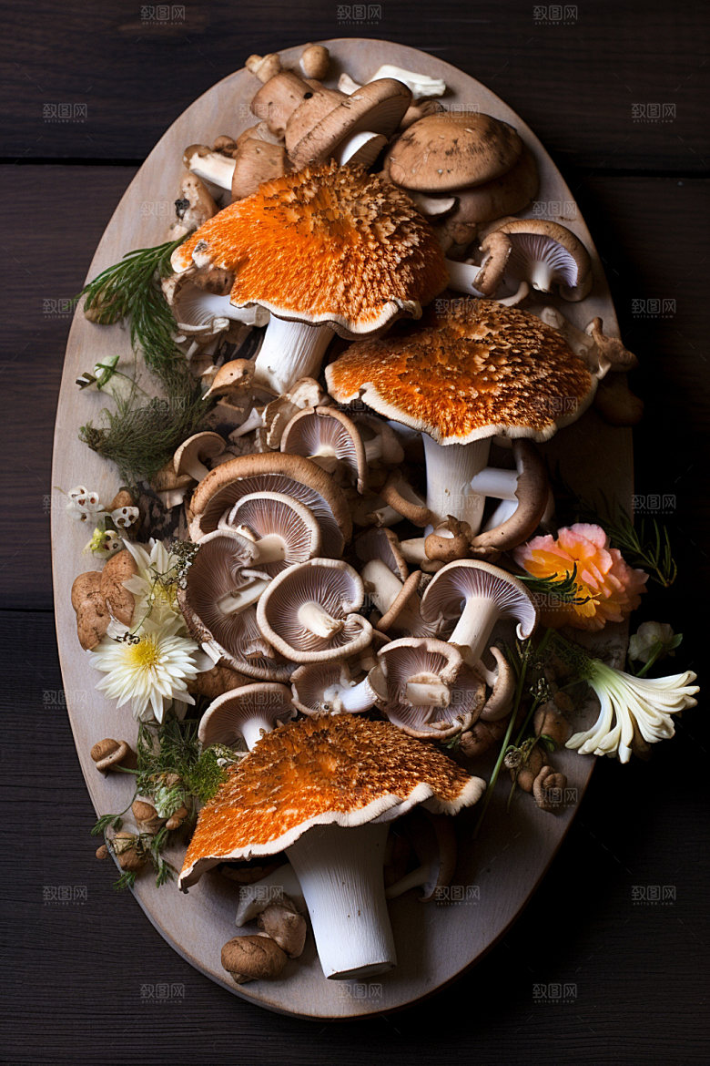 菌菇拼盘蔬菜火锅食材摄影图