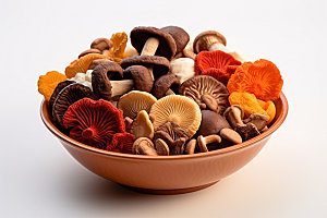 菌菇拼盘素菜蔬菜摄影图