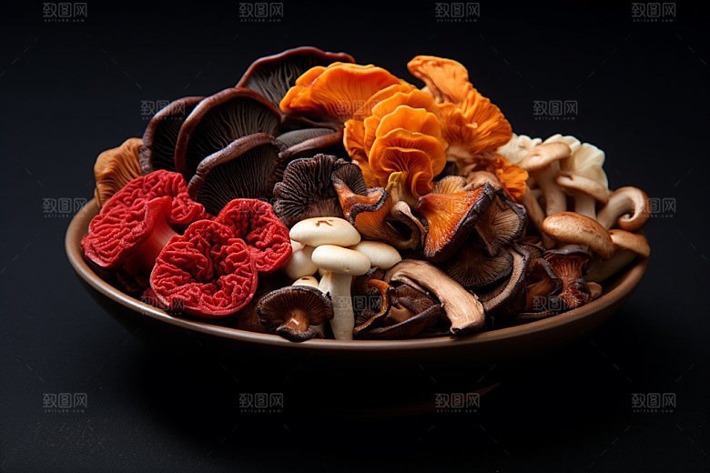 菌菇拼盘高清素菜摄影图