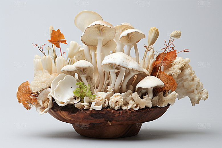 菌菇拼盘山珍高清摄影图