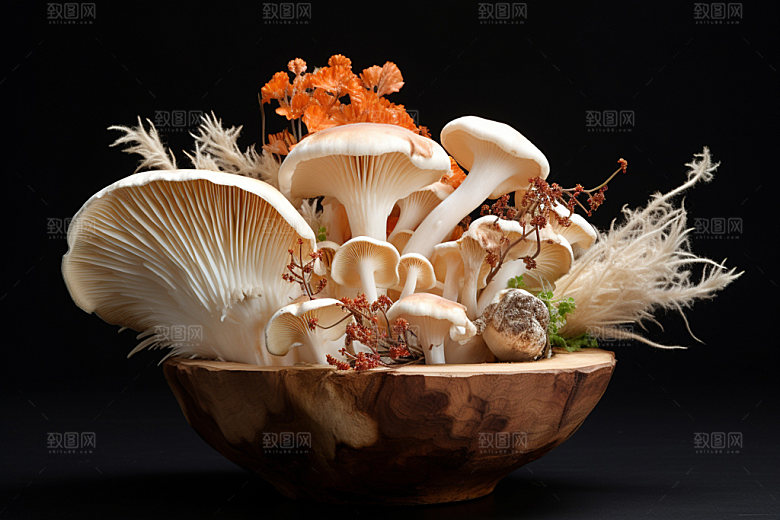 菌菇拼盘山珍蘑菇摄影图