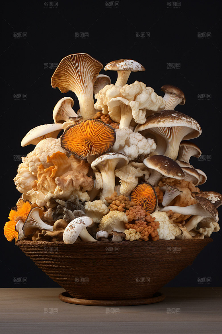 菌菇拼盘蘑菇高清摄影图
