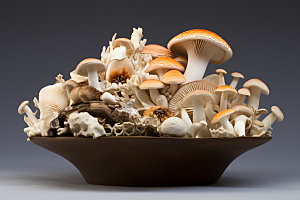 菌菇拼盘火锅食材素菜摄影图
