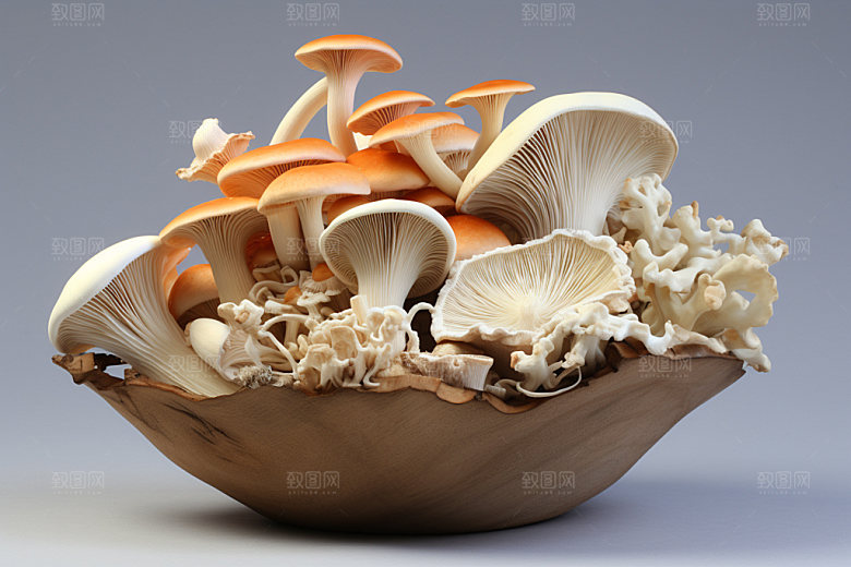 菌菇拼盘野味素菜摄影图