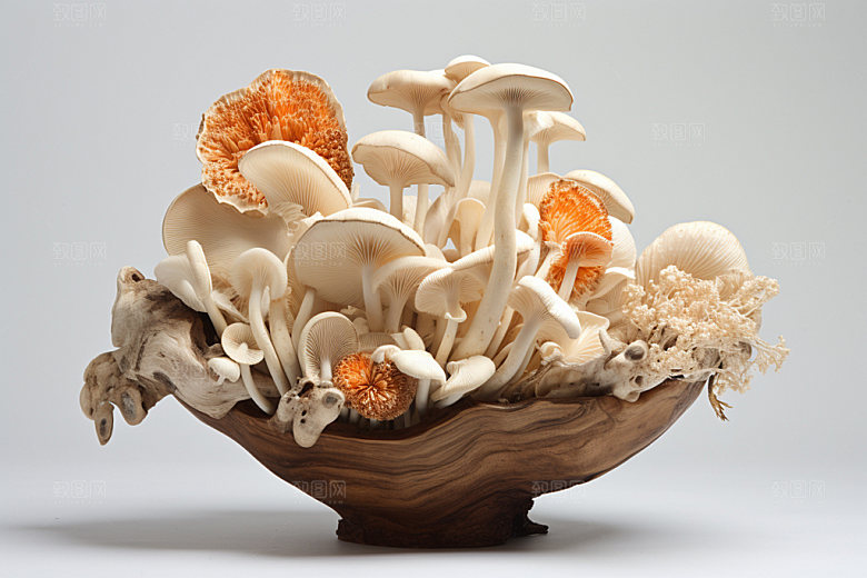 菌菇拼盘野味蘑菇摄影图