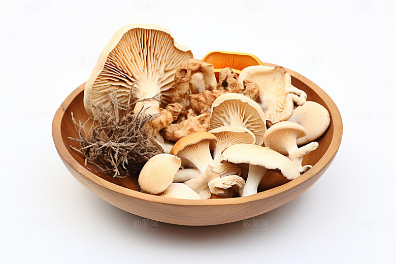 菌菇拼盘素菜高清摄影图