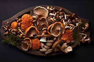 菌菇拼盘蔬菜火锅食材摄影图