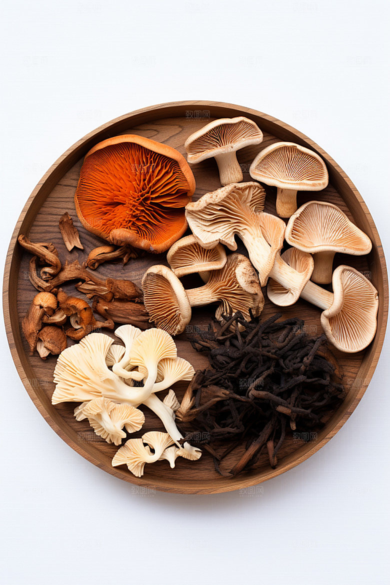 菌菇拼盘高清山珍摄影图