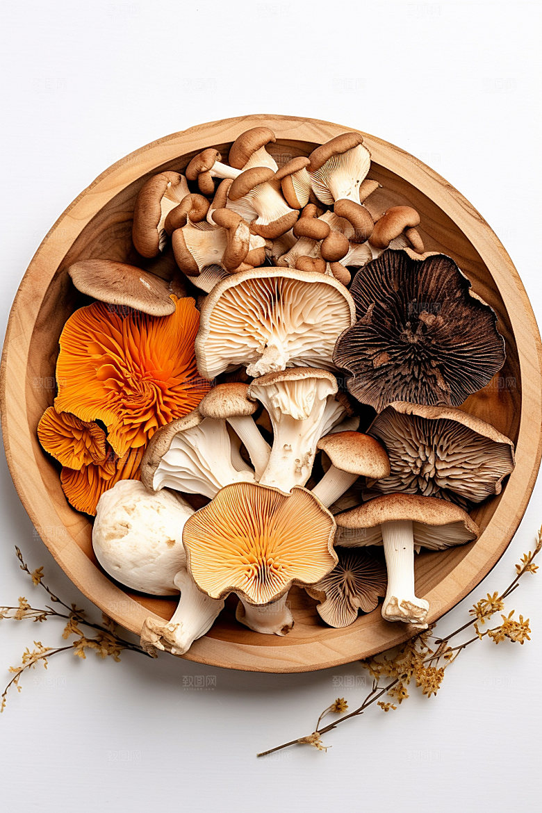 菌菇拼盘山珍蔬菜摄影图