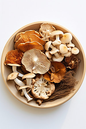 菌菇拼盘素菜山珍摄影图