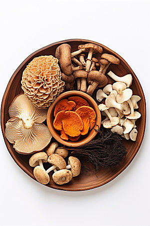 菌菇拼盘蘑菇素菜摄影图