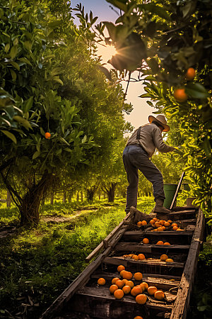 橘子果园自然橙子摄影图