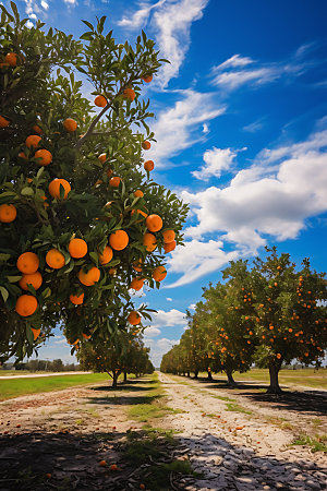 橘子果园橙子水果摄影图