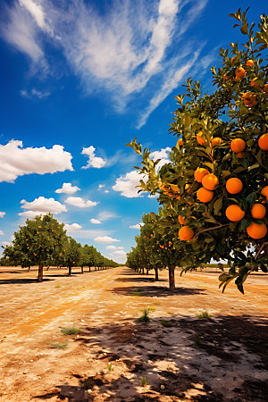 橘子果园种植园农产品摄影图