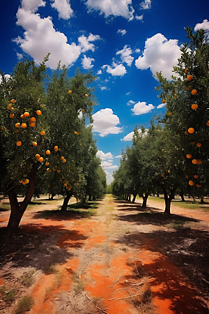橘子果园农产品水果摄影图