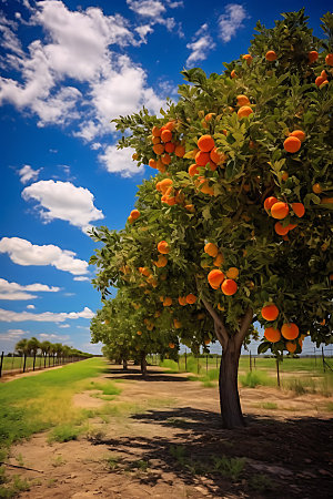 橘子果园橙子农产品摄影图