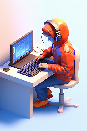 程序员IT计算机人物模型