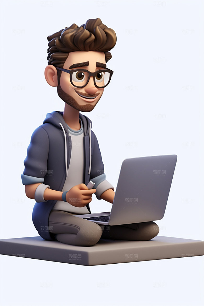 程序员3D立体人物模型