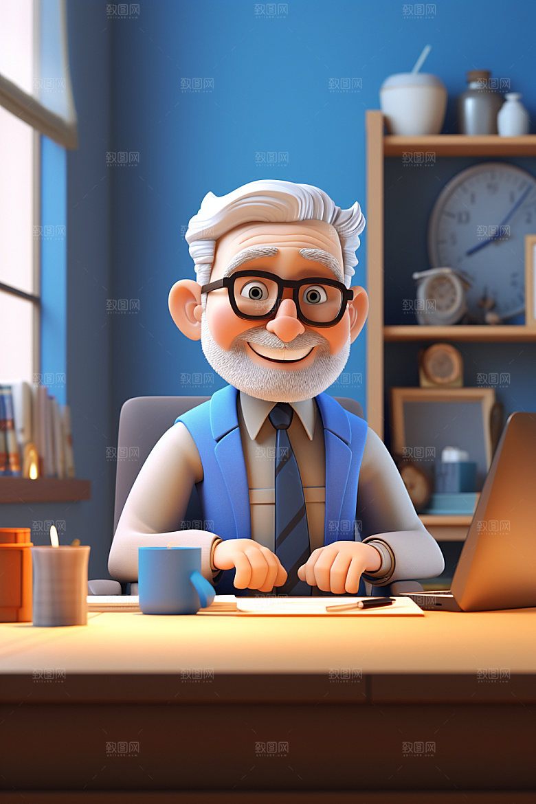 程序员工作3D人物模型