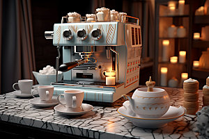 咖啡机咖啡制作饮品效果图