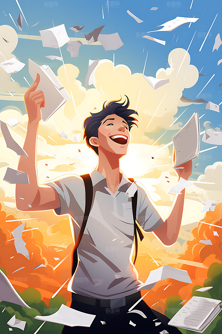 开学青少年新学期平面插画