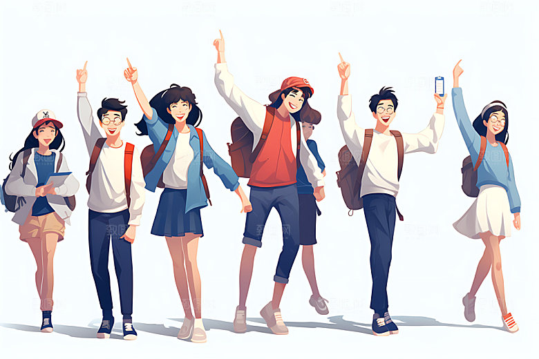 开学新学期青少年平面插画