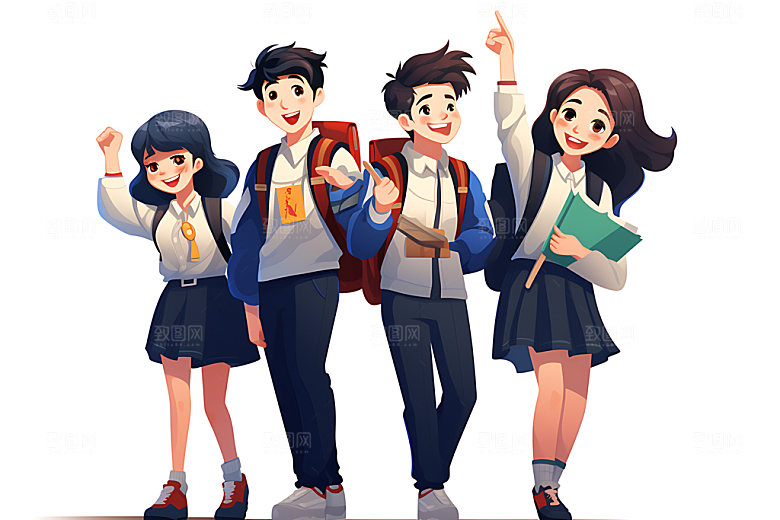 开学青少年报到平面插画