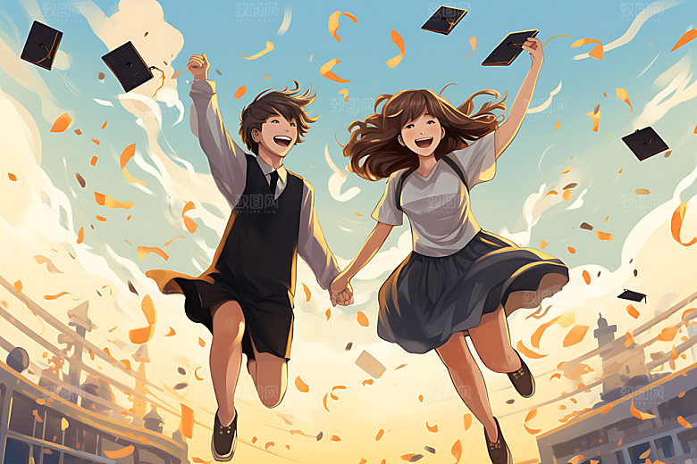 开学活泼新学期平面插画