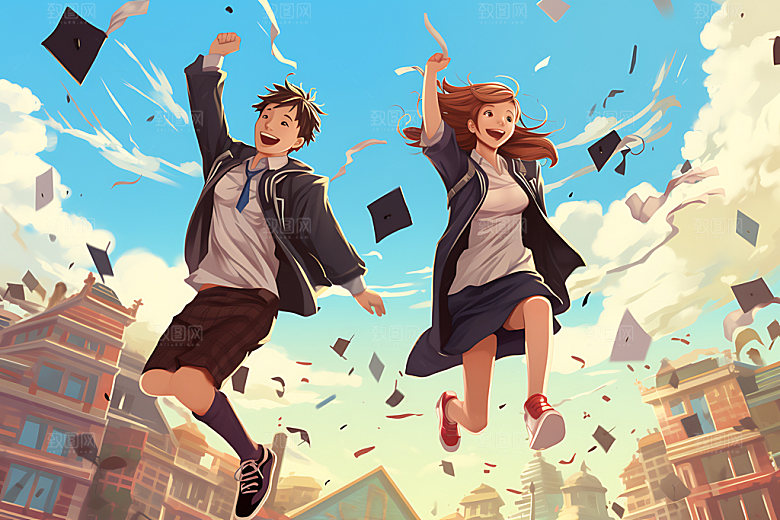 开学新学期青春平面插画