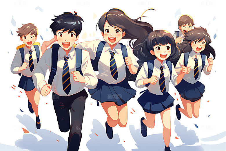 开学活泼新学期平面插画