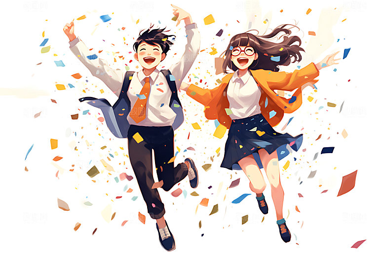 开学校园人物新学期平面插画
