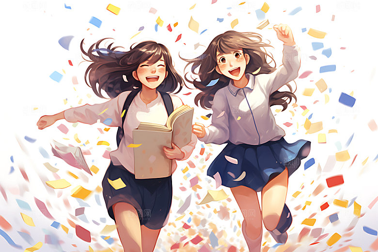 开学校园人物学生平面插画