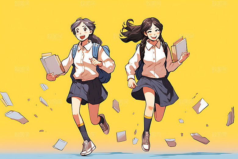 开学活泼新学期平面插画