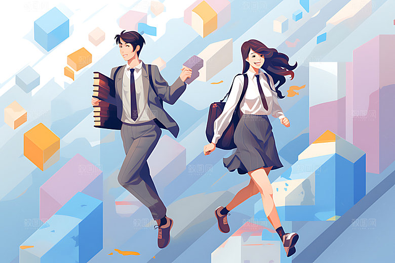 开学新学期报到平面插画