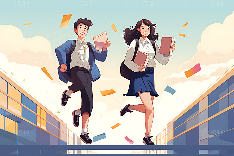 开学报到新学期平面插画