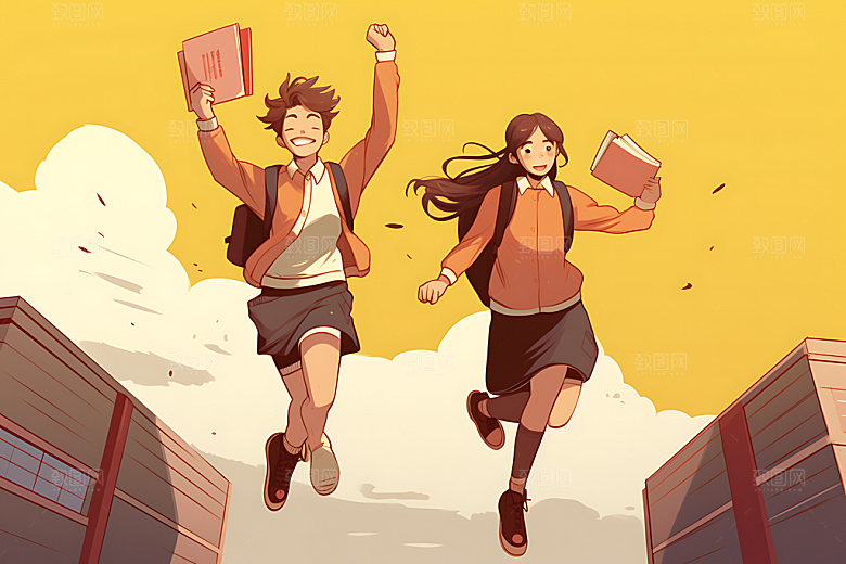开学青春活泼平面插画