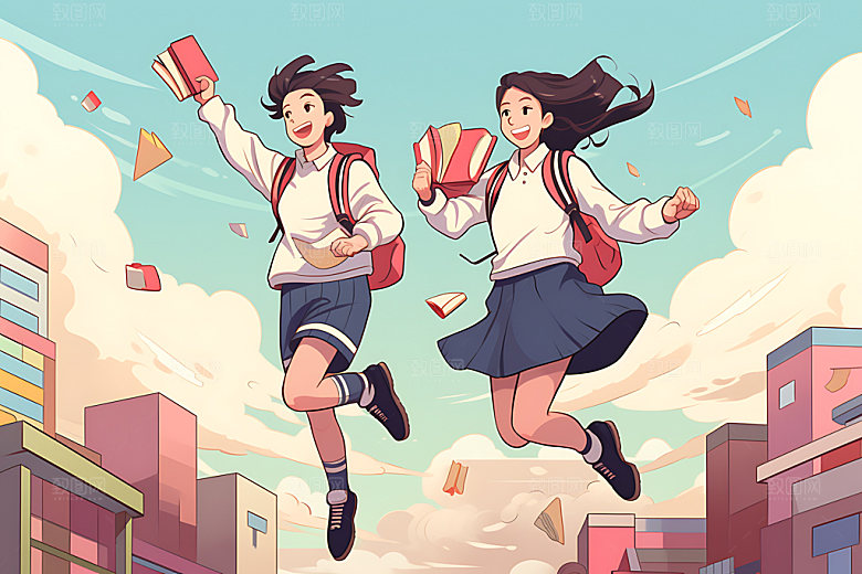 开学学生报到平面插画