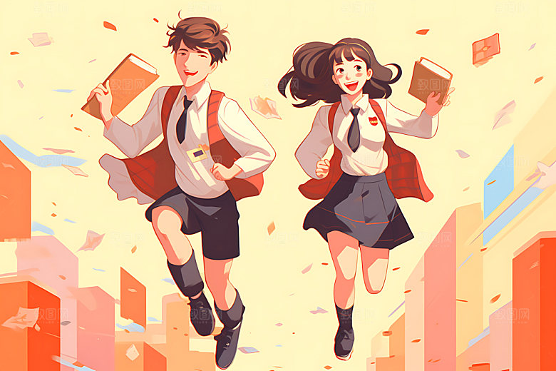 开学上学新学期平面插画