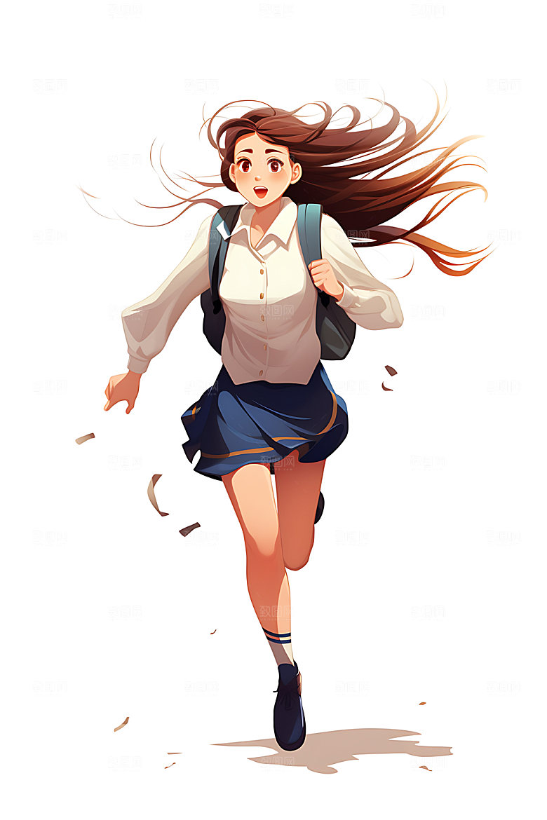 开学上学校园人物平面插画