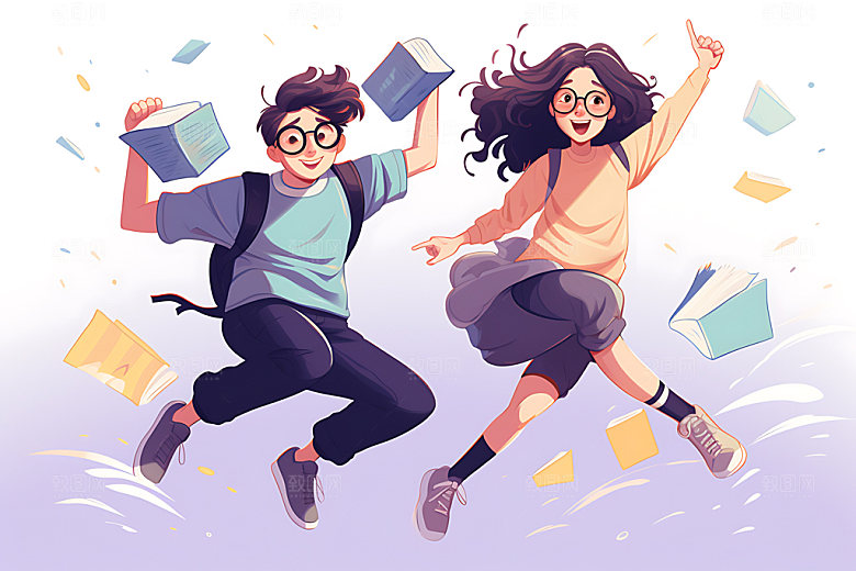开学青少年新学期平面插画