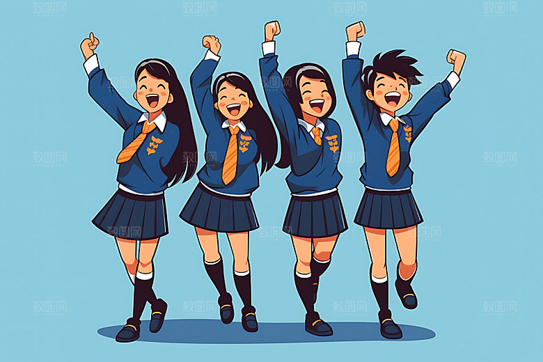 开学报到青少年平面插画