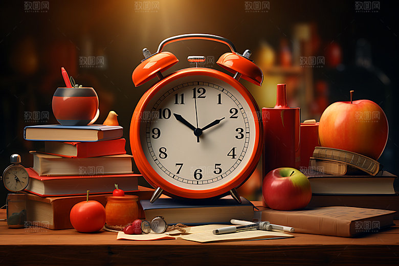 上课闹钟上学学习静物模型