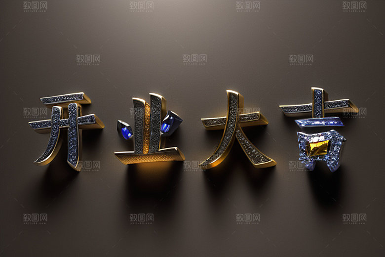 开业3D饭店艺术字