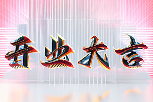 开业3D店铺艺术字